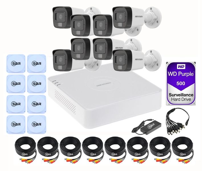 Hikvision 8 Channel DIY Smart Hybrid Light Kit - 500GB - New SBR Bundle