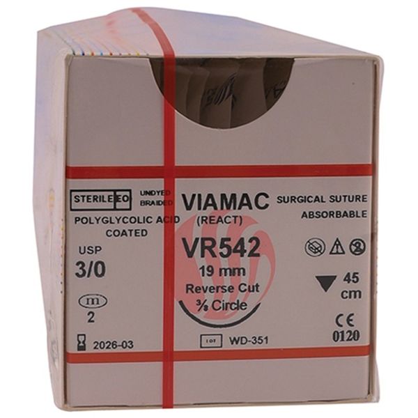 Viamac 3/0 19mm Reverse Cutting 45cm Suture 12's