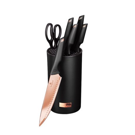 Rose fashion gold knife block set