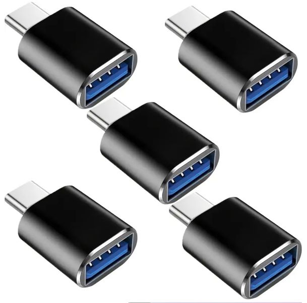 5-Pack USB C to USB Thunderbolt 3 to USB 3.0 OTG Adapter, Black