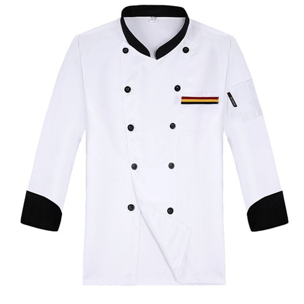 Men Long Sleeve Double-Breasted Kitchen Chef Uniform Restaurant Hotel