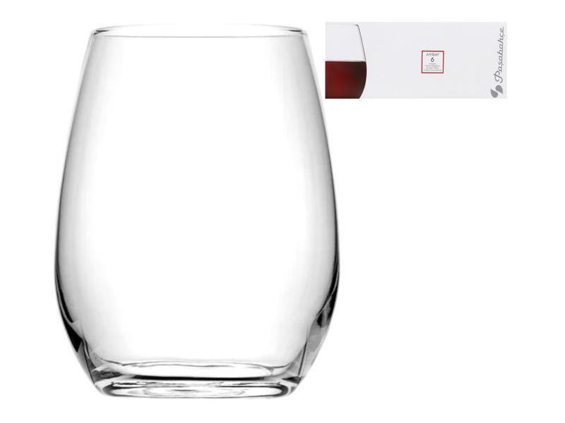 Pasabache Amber Stemless Red Wine Glasses 440ml 6Pc