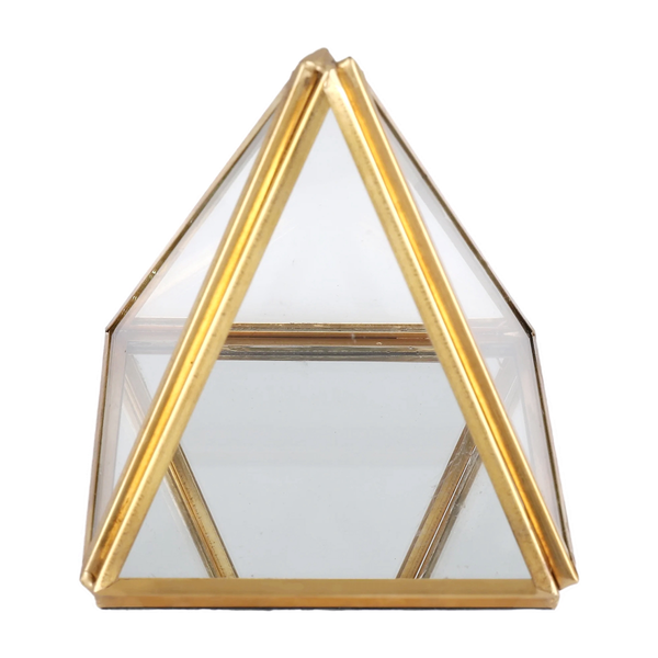 Glass Jewelry Box Golden Geometric Box for Wedding Birthday Gift S