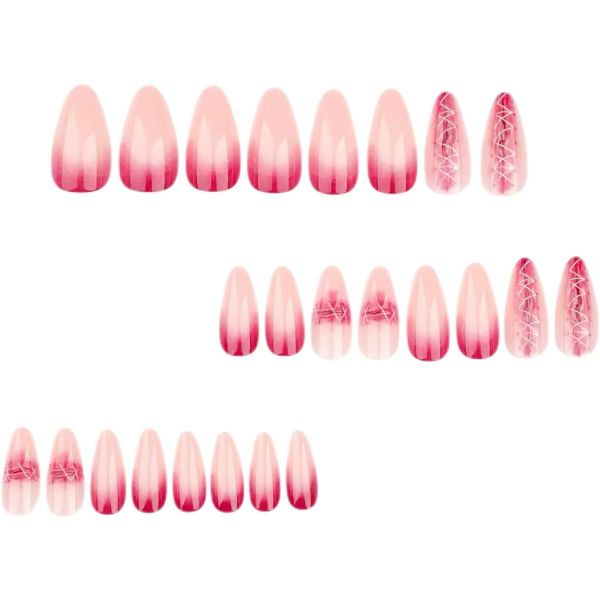 Halloween Press On Nails Long Almond 3D Design Fake Nails False Nails