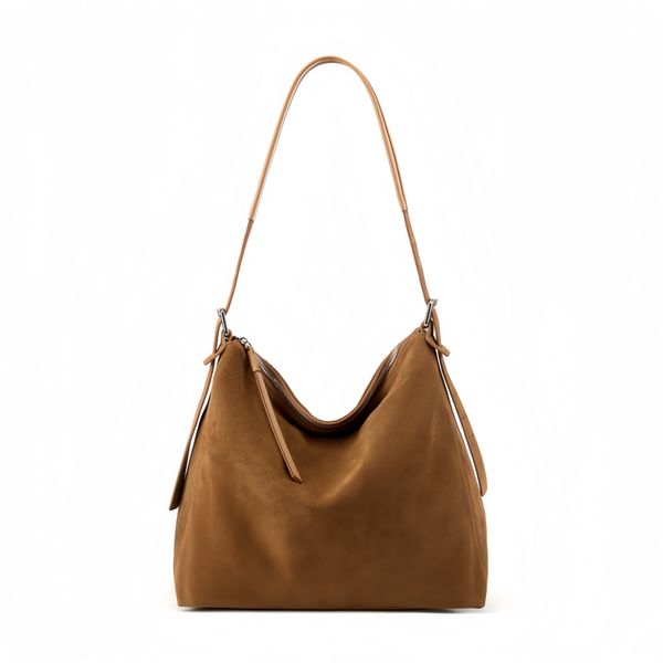Women's Matte Suede Shoulder Bag, Large Casual Commuter Tote