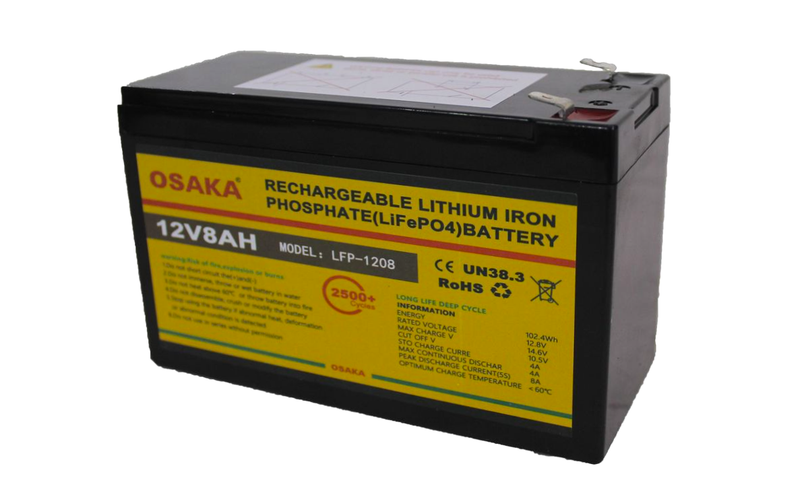 Osaka 12V 8Ah Lithium Battery | 2500+ Cycles | Long Life