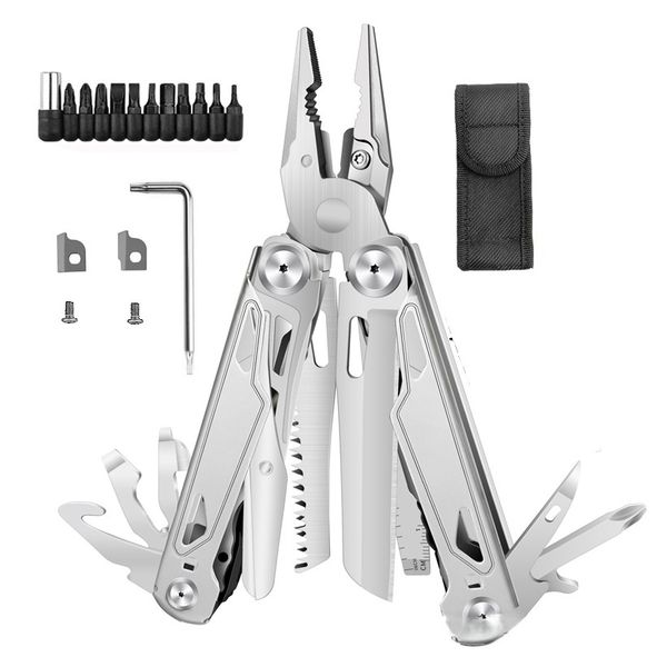 28-in-1 Stainless Steel Multitool Pliers with Screwdriver Bits &amp; Sheath