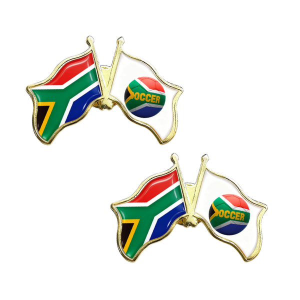 2PK South Africa &amp; Soccer Duo Flag Lapel Pin Badge Souvenier Novelty Gift