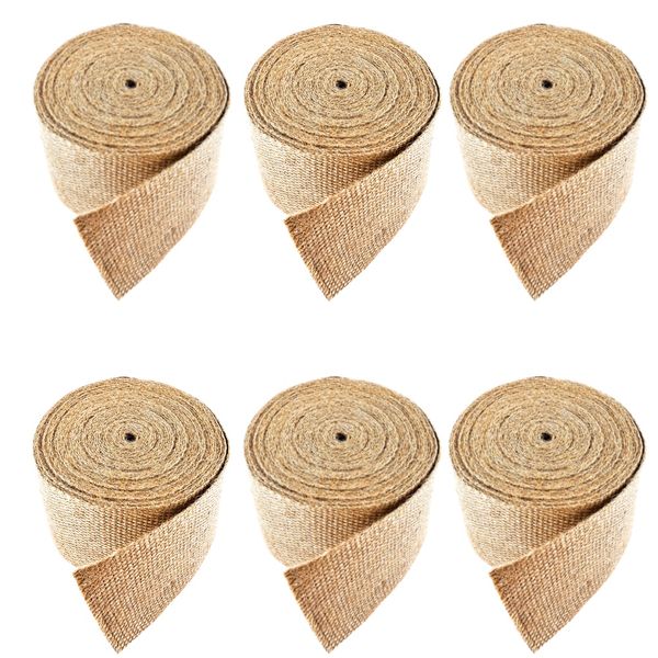 Craft 6pcs Natural Burlap Wired Jute Fabric Ribbon (1m x 5cm) Special