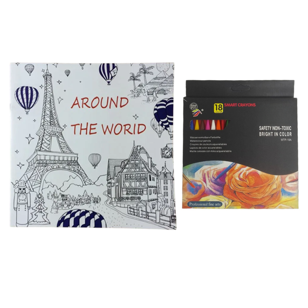 Around The World Colouring Book &amp; Crayon Set