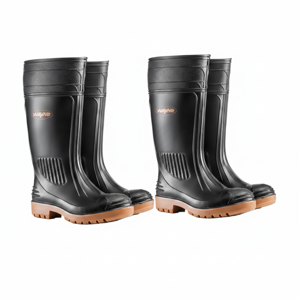 Gumboots Knee-Length PVC Waterproof Boots for Outdoor Use - 2 Pack