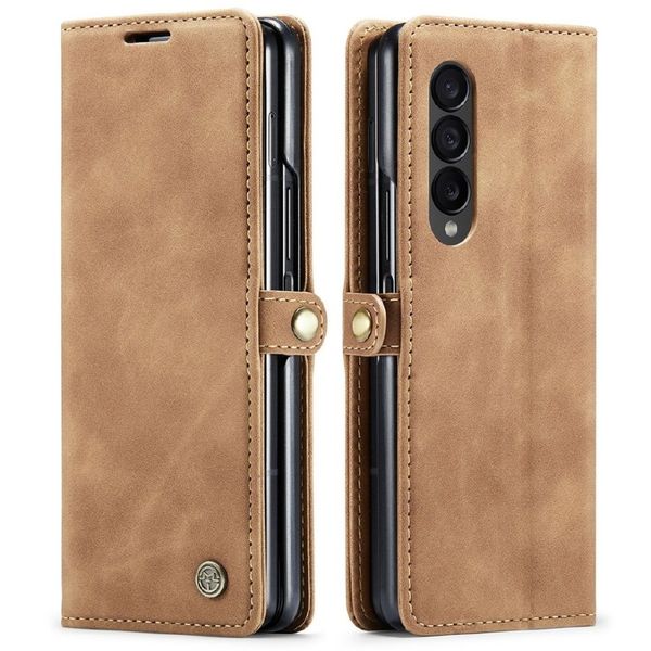 Vintage Leather Phone Case Compatible With Samsung Galaxy Z Fold4 Matte