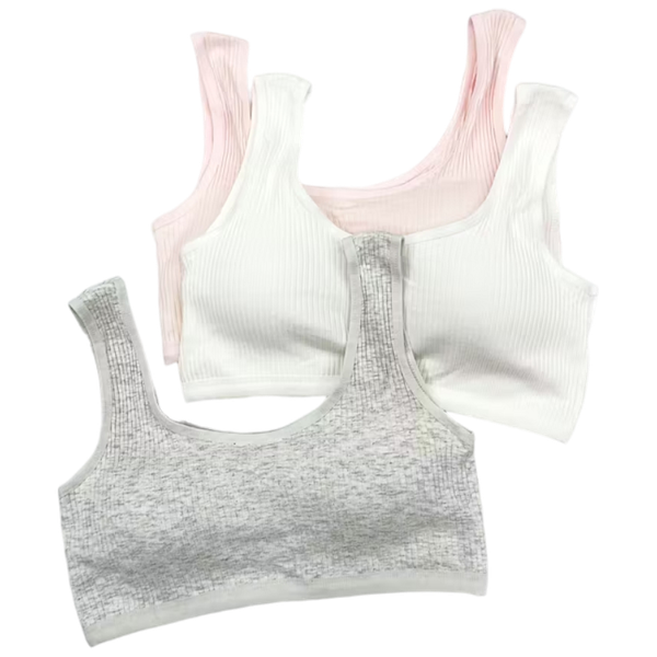 3 Pieces Girls Developmental Bras with Removable Padding for 14-year-olds