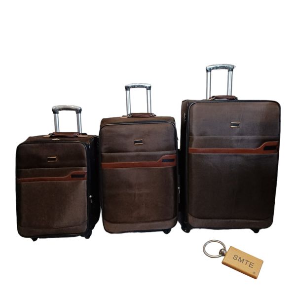 G4 Premium 3-Piece Suitcase Set-Brown+Smte Keyring