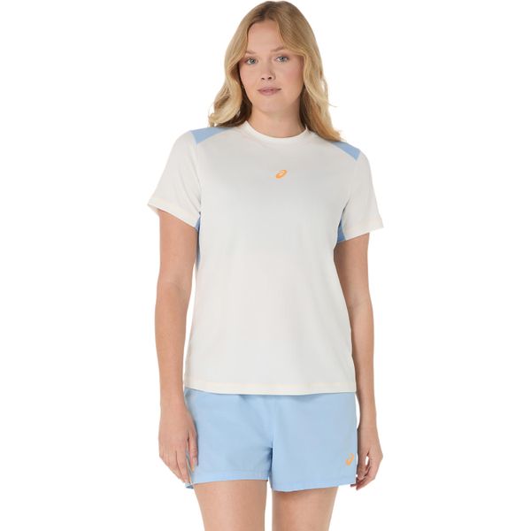 Asics Women's Padel Court Short Sleeve Padel T-Shirt - Cream/Stone Wash
