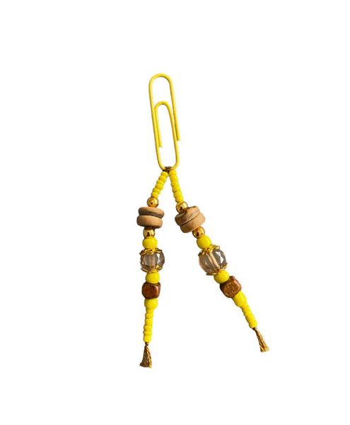 Yeyeb handmade beaded yellow bookmark