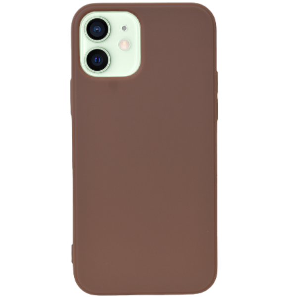 High Quality Plain Soft Phone Case For iPhone 12 - Brown