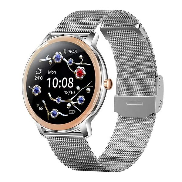 R18 Smart Watch Health Monitoring, Sports Steel+silicon strap- Silve colour
