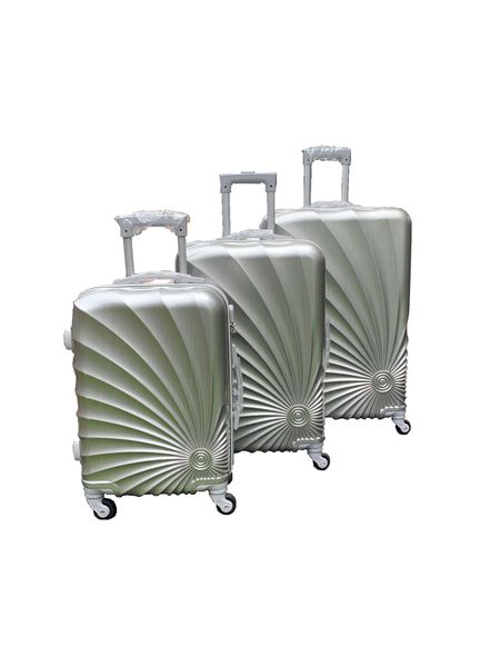 3 Piece Hard Outer Shell Lightweight Spiral Metallic Luggage Bag Set