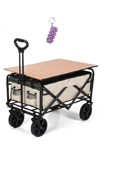 Collapsible Wagon Cart With Wooden Table With A Keyholder