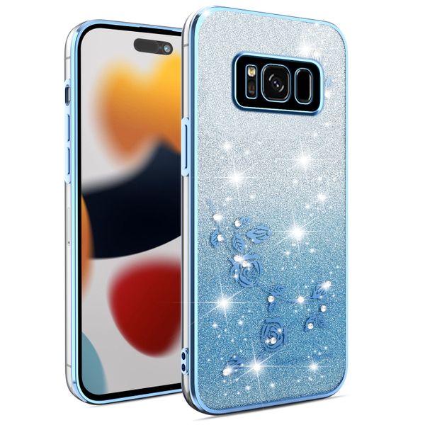 Phone Case Compatible With Samsung Galaxy S8 Flowers Diamond Shining Cover