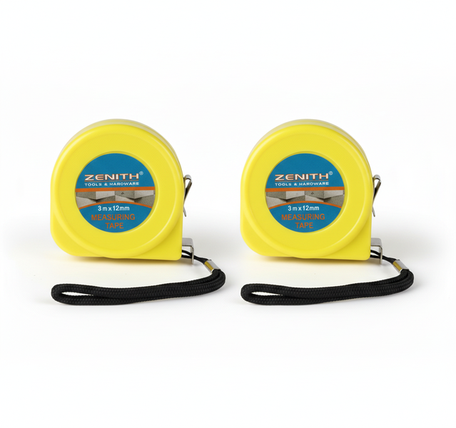 Zenith Steel Measuring Tape 3m x 12mm - Durable and Flexible - 2 Pack
