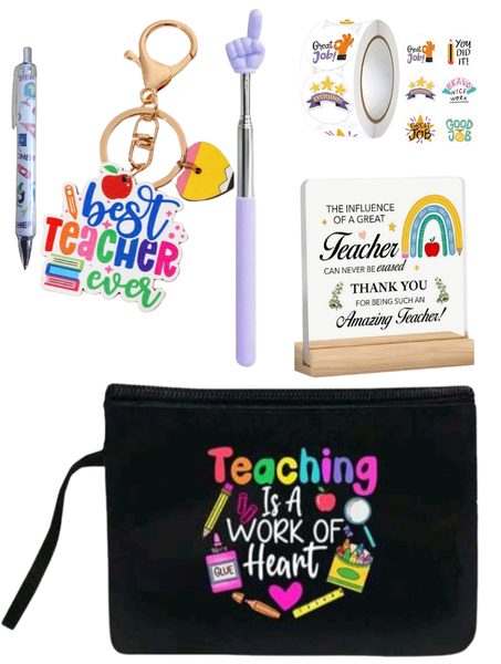6-Piece Teacher Appreciation Gift Set - "Teaching Is A Work Of Heart