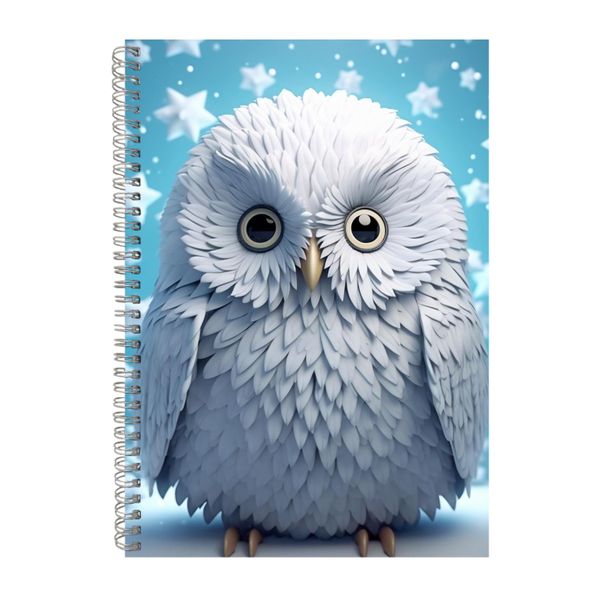 3D Snow Owl Snowflakes 2 Notebook Animals Gift Idea A4 Notepad Pad 108