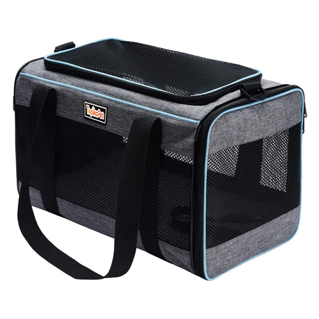 TopikaPet - Black Soft-Sided Pet Carrier Handbag for Cats and Small Dogs Image