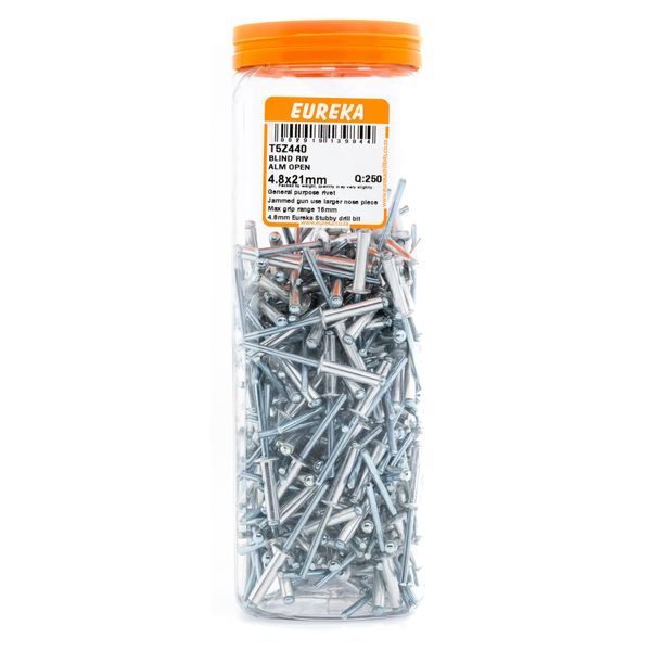 EUREKA Blind Rivet Aluminium Open 4.8 x 21mm Q:250 T5Z440