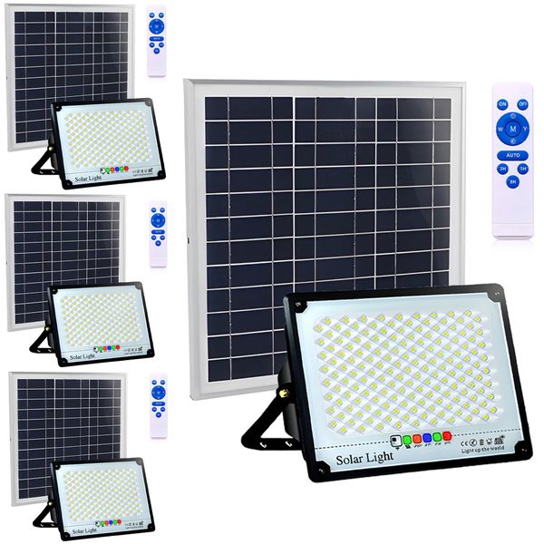 200W LED Solar White Flood Light with Remote Outdoor Auto On/Off