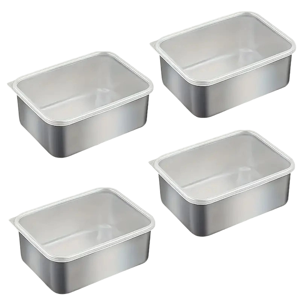 Stainless Steel Fresh-Keeping Box Covered Food Storage Container - 4-Piece