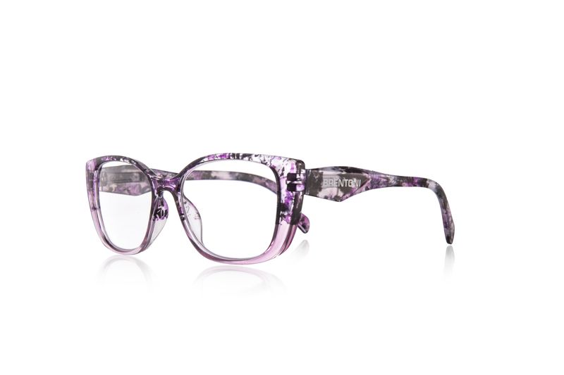 Brentoni Purple Floral On Crystal, Floral Temple Reading Glass