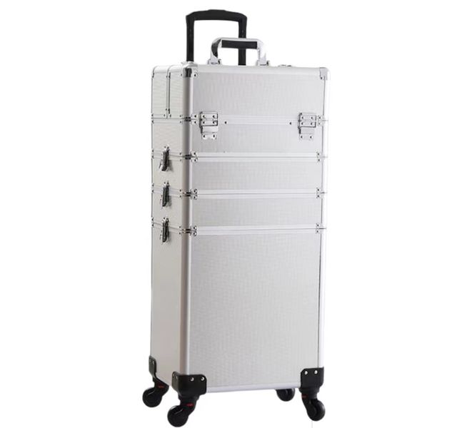 Sonic Silver 4 in 1 Professional Aluminum Makeup Trolley Case Train Case