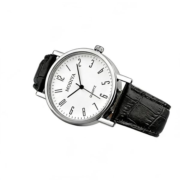Men's Retro Classic Simple Numbers Scale Dial Business Watch - White, Black