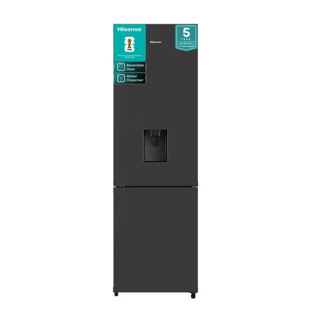 Hisense 263L Bottom Freezer Fridge with Water Dispenser- Black Glass
