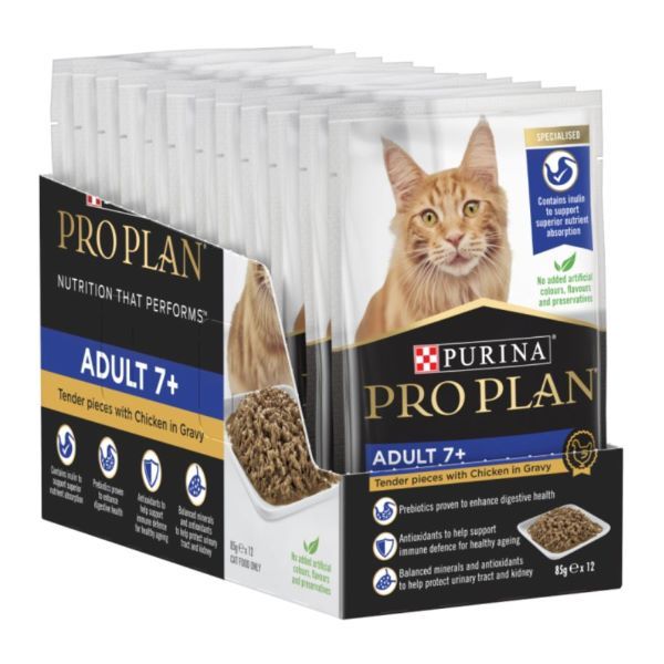 Purina Pro Plan Adult Cat 7+ - Chicken in Gravy Wet Food 12x85g