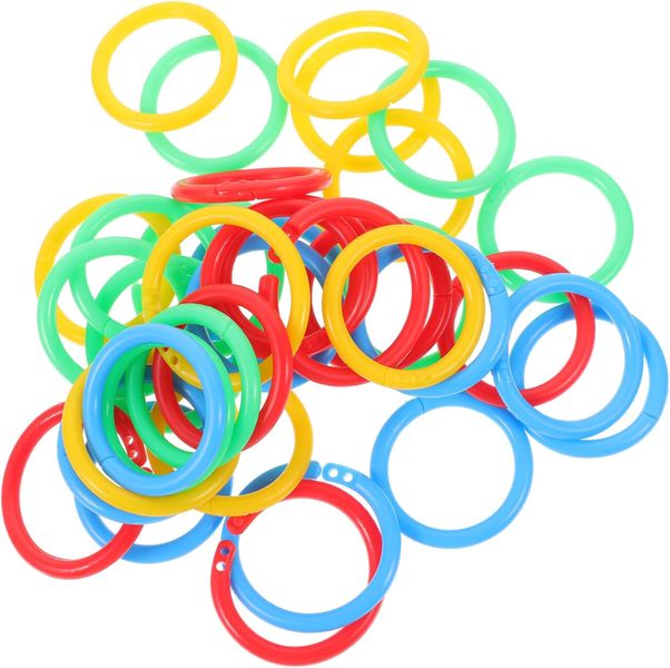 100 Pcs Plastic Binder Rings Multi-Color Book Rings Flexible(46mm)