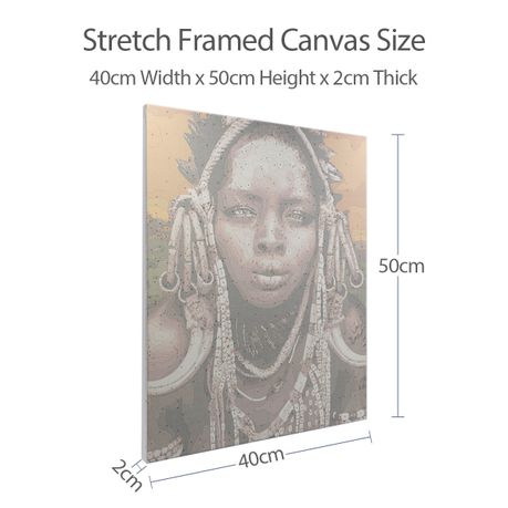 【 L出品 】 50×40cm size art Paint By Numbers DIY 40cmx50cm Frame - African Portrait Tribal