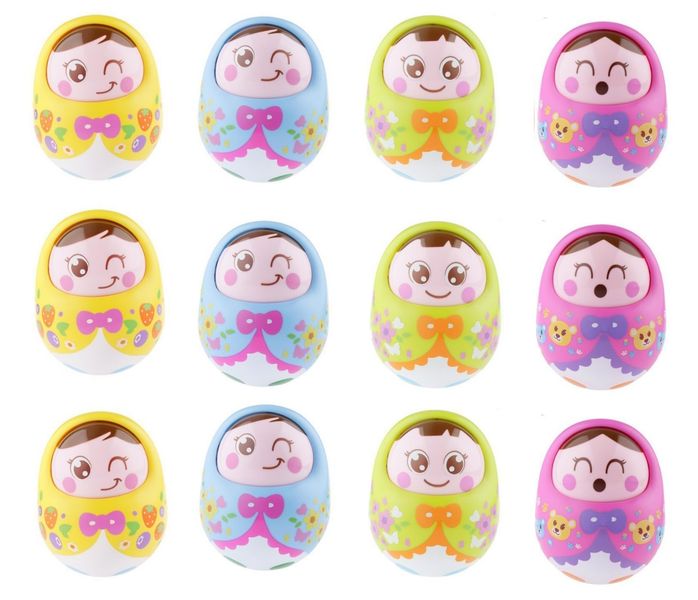 12 pcs Multicolour Push &amp; Shake Wobbling Roly Poly Tumbler Doll with Soft