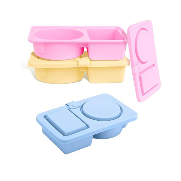 3Piece Silicone Reusable Snack Containers with Lids for Travel Picnic Home