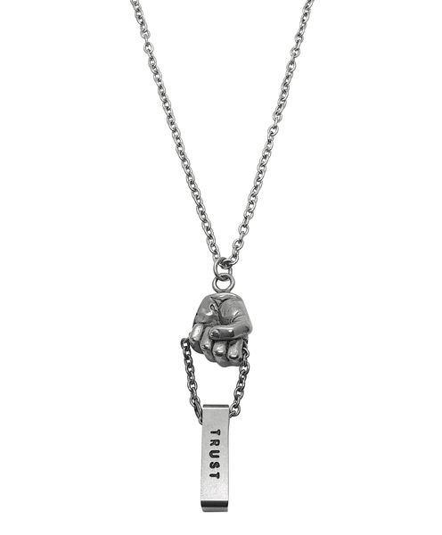 Stainless Steel Fist &amp; Tag With Round Link Chain