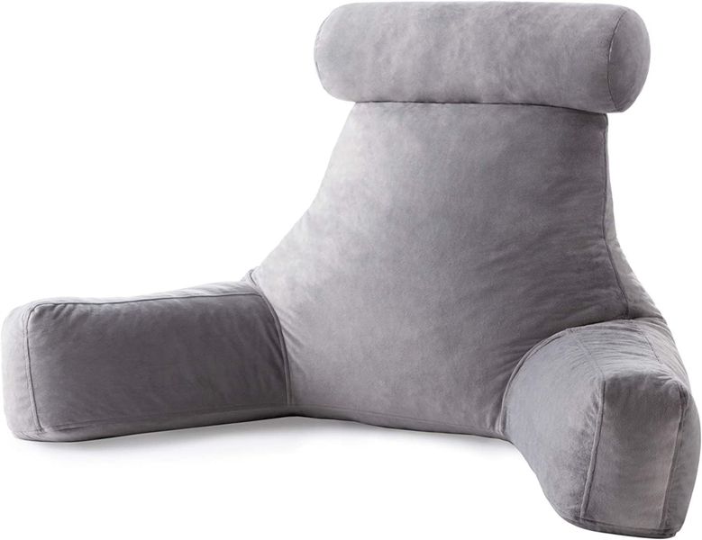 Reading Pillow Back Cushion with Armrests and Removable Neck Roll
