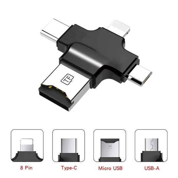 4in1Card Reader with Type C USB for IOS Interface Connector OTG HUB Adapter