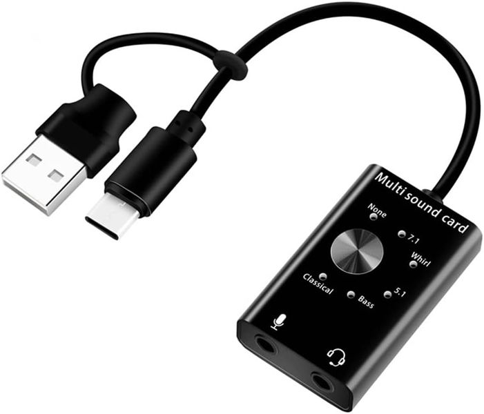 USB Type-C Audio Sound Card Adapter 7.1 Channel External
