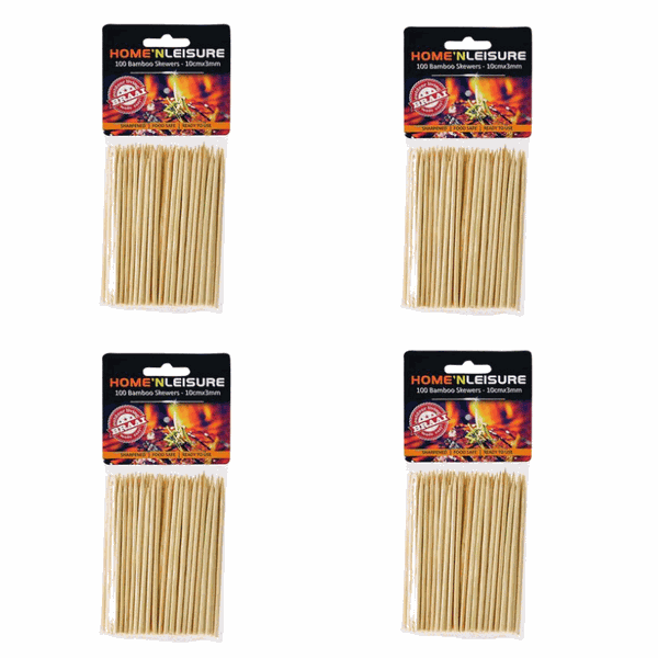 Pack of 4-Skewers bamboo 10cm 100pce 3mm h&amp;l