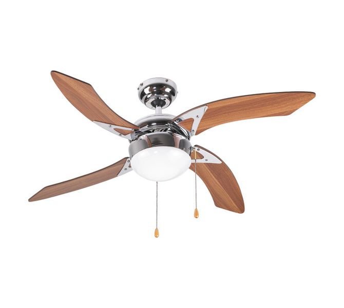 4 Reversible Dark Wood Blades,Chrome Motor,Integrated Light(Globe Excluded)