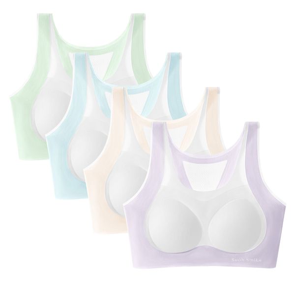 Teen Girls Seamless Ultra-Soft Posture Support Bras - 4 Colors Pack