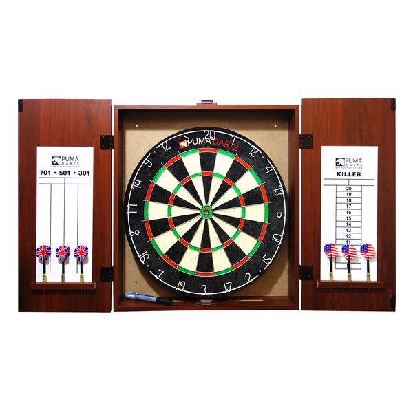 Puma Stadium Bristle Dartboard &amp; Cabinet Set