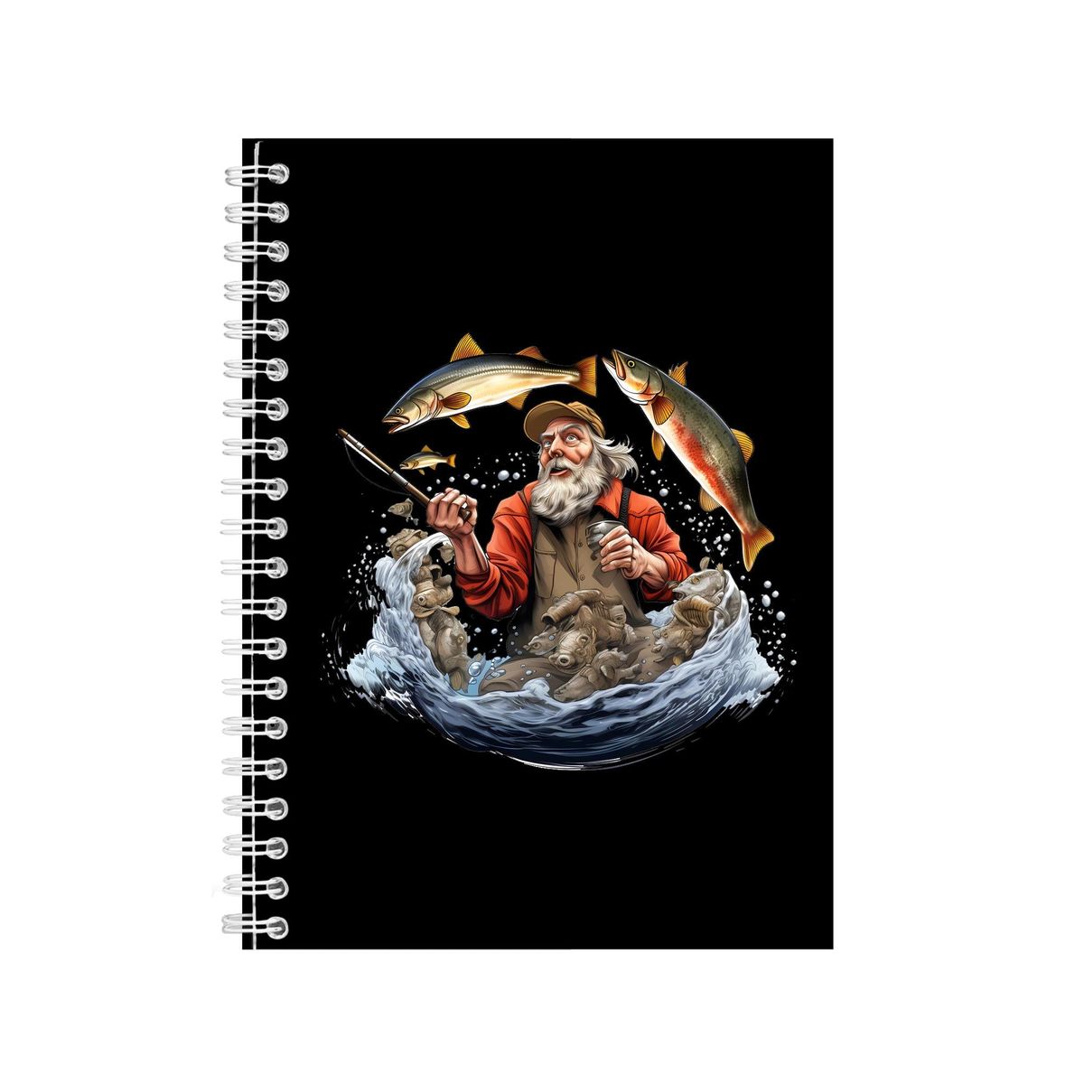 2 Fish A5 Notebook Spiral and Lined Fishing Lovers Graphic Notepad Gift ...